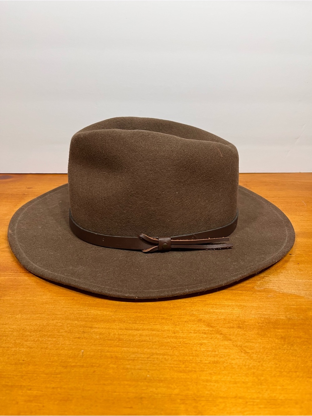 Natural Wonders Brown Wide Brim Wool Felt Fedora Hat